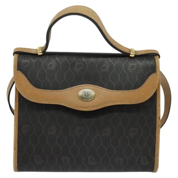 DIOR Honeycomb Canvas Hand Bag Pvc Black Gold - Picture 2 of 13